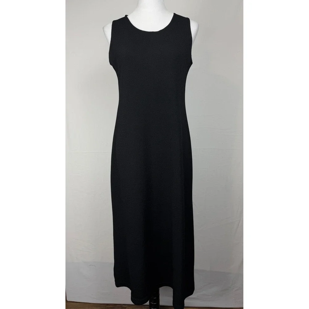 Karin Stevens Sleeveless Maxi Dress Womens 8P Black Textured Crepe Column 536938